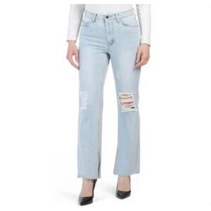 Avec Les Filles Jeans Distressed Split Ankle High Rise Light Wash Size 30